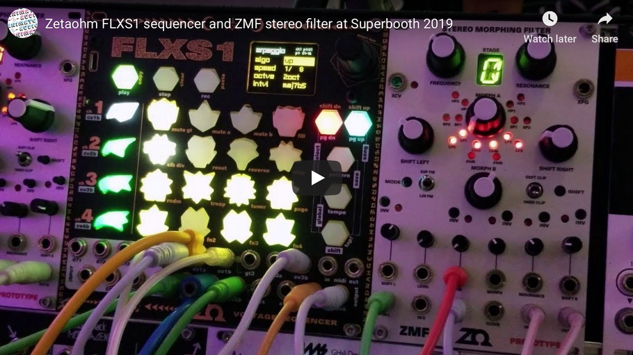 Zetaohm FLXS1 sequencer and ZMF stereo filter at Superbooth 2019