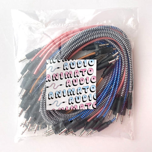 Animato Audio Braided Patch Cables (Set of 20 in bronze 10 cm, blue 30 cm, pink 30 cm, checkered 60 cm)