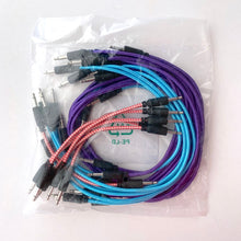 Animato Audio Braided Patch Cables (Set of 15 in red 10 cm, blue 30 cm, purple 60 cm)