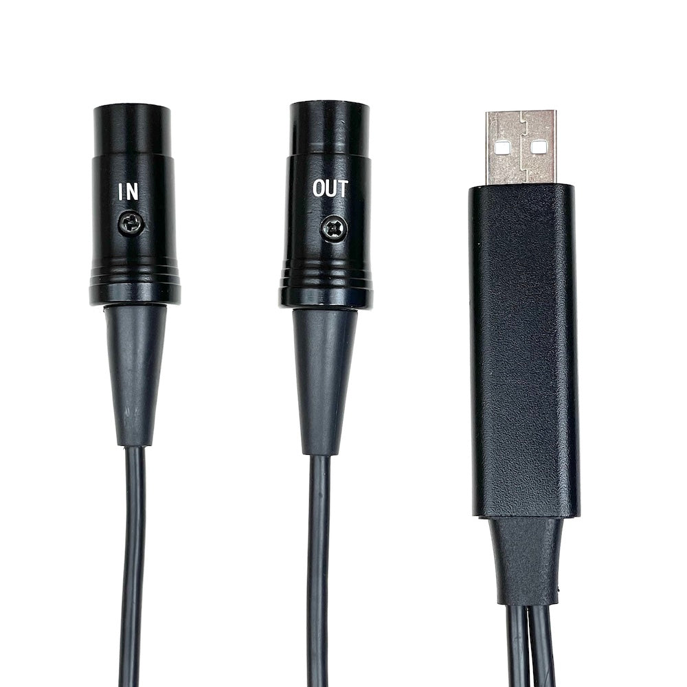 MIDI cable 2 meters - USB to 5 pin DIN (MIDI in and MIDI out)
